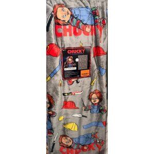 Chucky Halloween Grey Plush Throw 50x70 Super Soft NWT